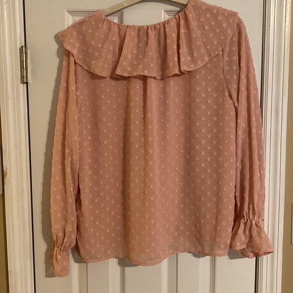 EUC Light Pink Ruffle Loft Blouse Medium - Picture 4 of 4